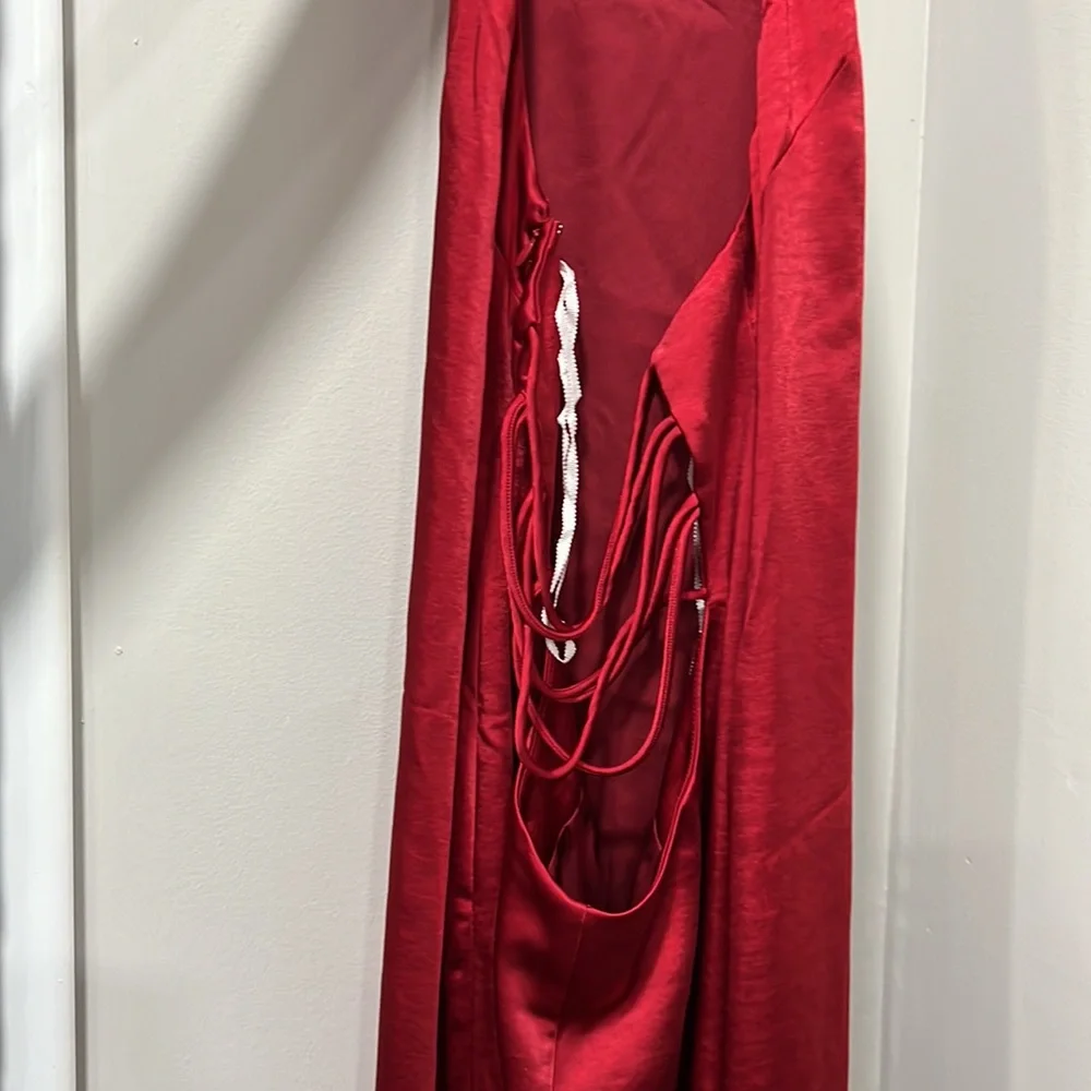 LPA Raveena Halter Scarf Maxi Dress in Cherry Red - Picture 8 of 13